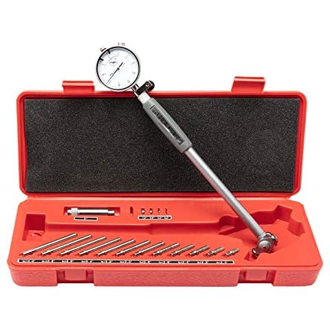 Beslands Dial Indicator Bore Gage Gauge, Stem Length 6'', Cylinder Dial Bore Gage with Carbide anvils (2"-6" Range/ 0.001") Cover