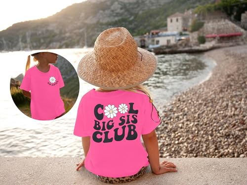 Image of LOTUCY Toddler Girls Big Sister Shirt Cool Big Sis Club Announcement Outfit | Promoted to Big Sister Shirts for Baby Girls Short Sleeve Tees Big Sis Tops