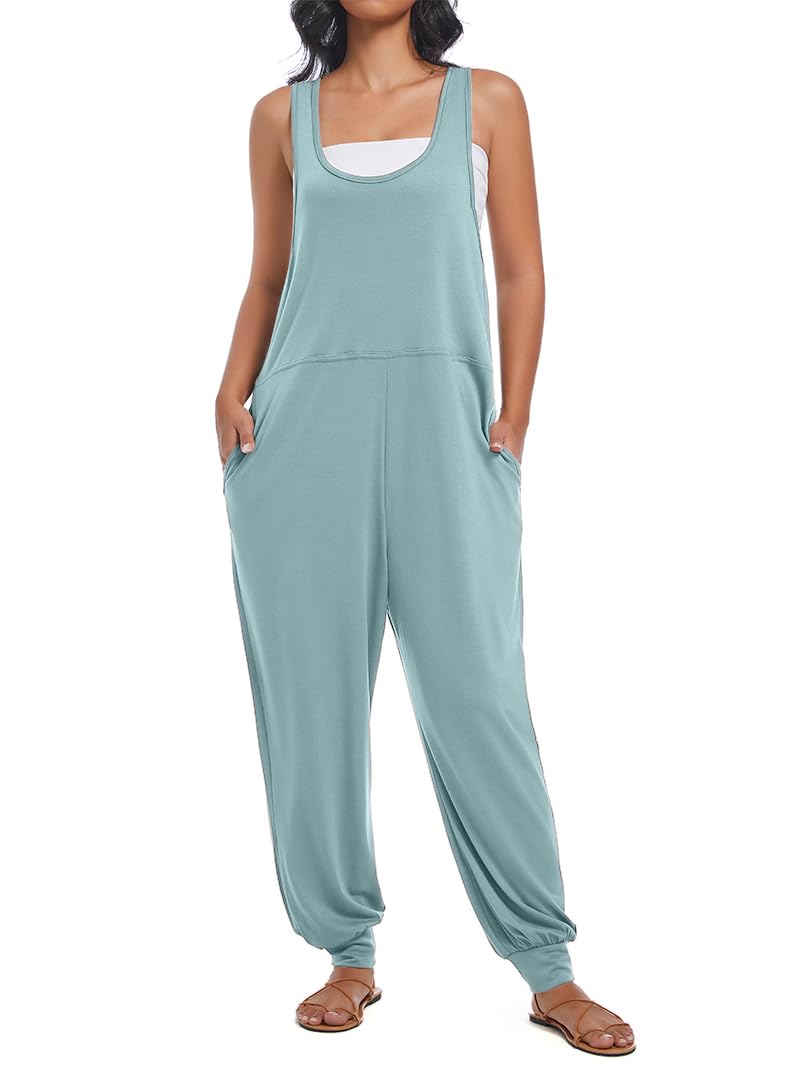 Nfsion Women's Casual Loose Sleeveless Jumpsuits Harem Long Pants Romper Overalls with Pockets Summer Trendy Outfits