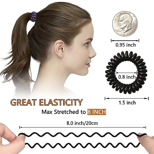 Image of 20Pcs Spiral Hair Ties, Elastic Hair Ties For Women Girls, Matte No Crease Spiral Hair Coils, Ponytail Hair Band, Telephone Cord Plastic Hair Ties For Thick or Thinning Hair (Matte Color - 20Pcs)