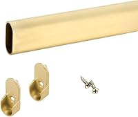 Vista 3 de Barra de armario ovalada con soportes finales (cromado, 48 pulgadas)