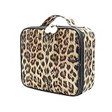 Makeup Organizer and Storage,LKE Comestic Bags Large Makeup Bags Leopard Train Case Large Travel Makeup Bag Travel Organizer Waterproof Makeup Case Accessories for Women