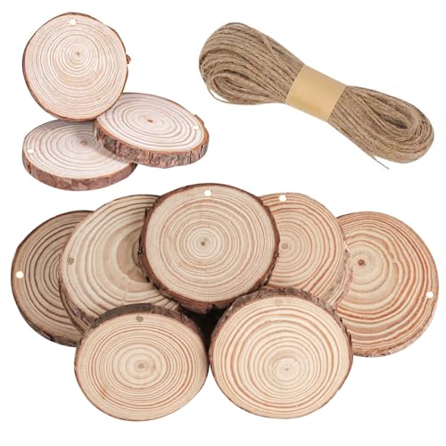 12 Stück Holzscheiben Rund Naturholz Baumscheiben 7-8 cm Durchmesser,...
