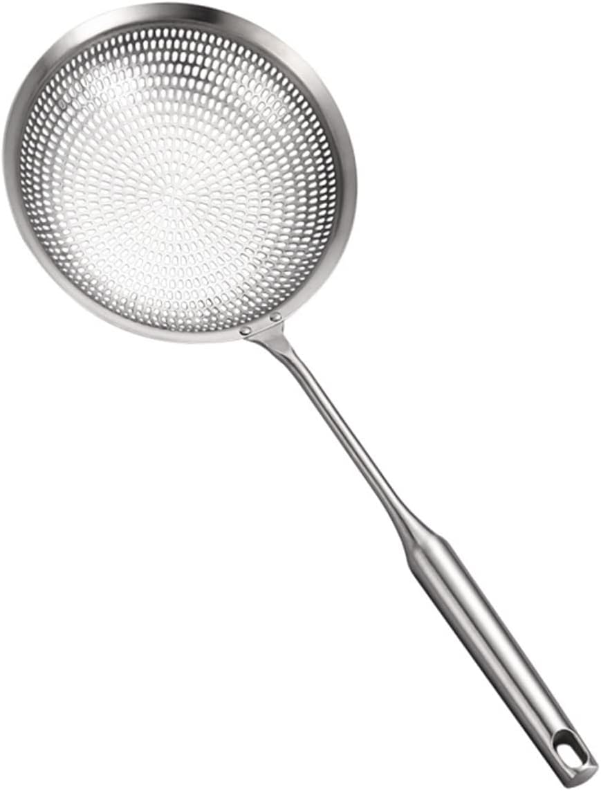 Healifty Stainless Steel Colander Spoon with High Density Heat Resistant Slotted Ladle for Straining French Fries Vegetables Meat and Hot Pot in Kitchen Restaurant and Home Use
