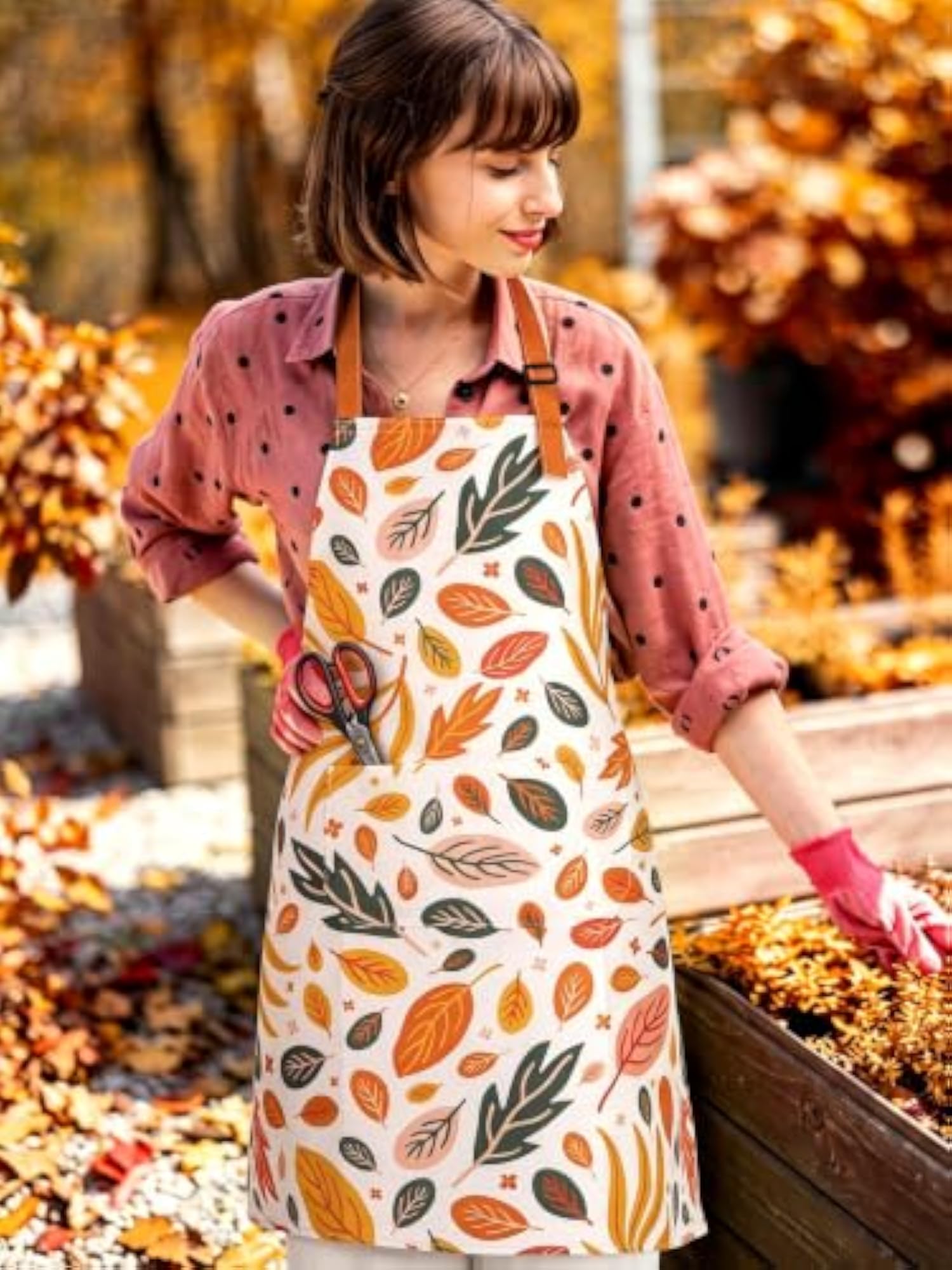6 Pcs Fall Thanksgiving Aprons with Pockets