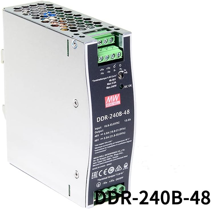 Original MEAN WELL DDR Series 240W DIN Rail DC DC Converter Input 16.8-33.6V DC to 48V DC 5A 240W meanwell Power Supply Power Converter (24V dc to 48V dc)