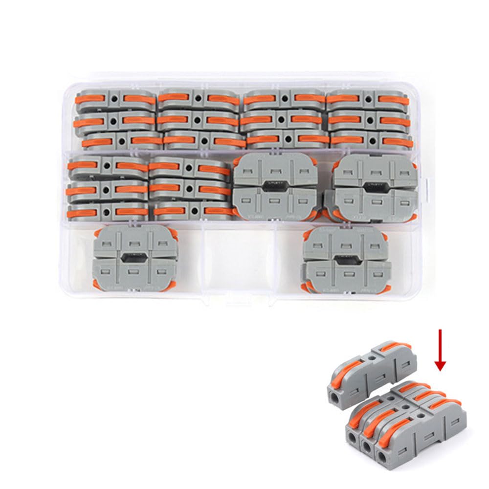 Lever Wire Connectors,Quick Connect Electrical Splicing Kit for Compact Inline Terminals - 28-12 AWG, 1 in 1 out,34PCS