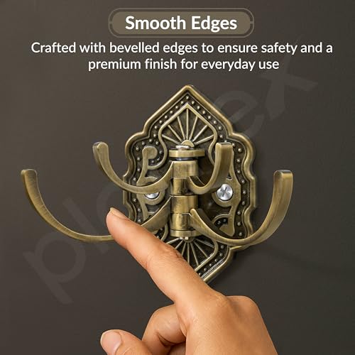 Image of Plantex Antique Robe Hook /Cloth-Towel Hanger /Door Hanger-Hook /Bathroom Accessories - Pack of 2 (Brass, Zinc)
