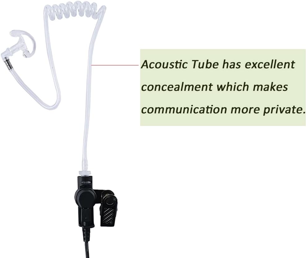 3.5mm Listen Only Acoustic Tube Earpiece Law Enforcement Surveillance Headset for Motorola Kenwood Icom Walkie Talkie Earpiece for Two-Way Radios 5Pack
