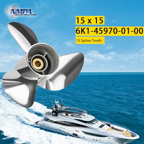 Image of VIF Jason Marine OEM Upgrade Stainless Steel Boat Propeller Compatible with Yamaha 150hp 175hp 200hp 220hp 225hp 250hp F150 F175 F200 F225 Outboard Engines,15 Spline Tooth