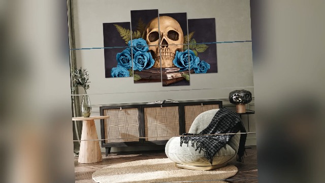 Amazon.com: iHAPPYWALL Large 4 Panel Vintage Human Skull Canvas
