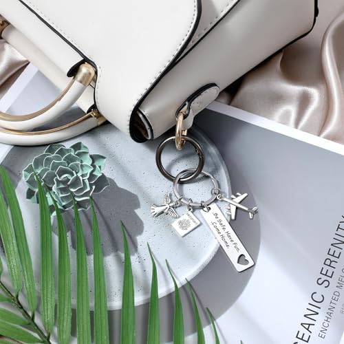 Nogeqi Travel Keychain, Passport Angel Airplane Keychain, Be Safe Have Fun Come Home Safe Travel Gift for Husband Boyfriend Travelers - Image 5