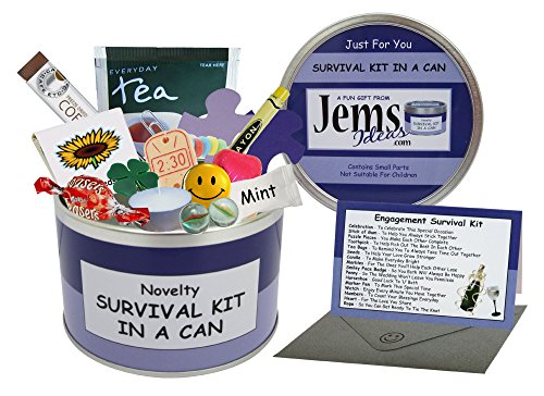 Engagement Survival Kit In A Can. Humorous Novelty Fun Gift - Couple Congratulations Present & Card All In One. Customise Your Can Colour.(Purple/Lilac) by Jemsideas