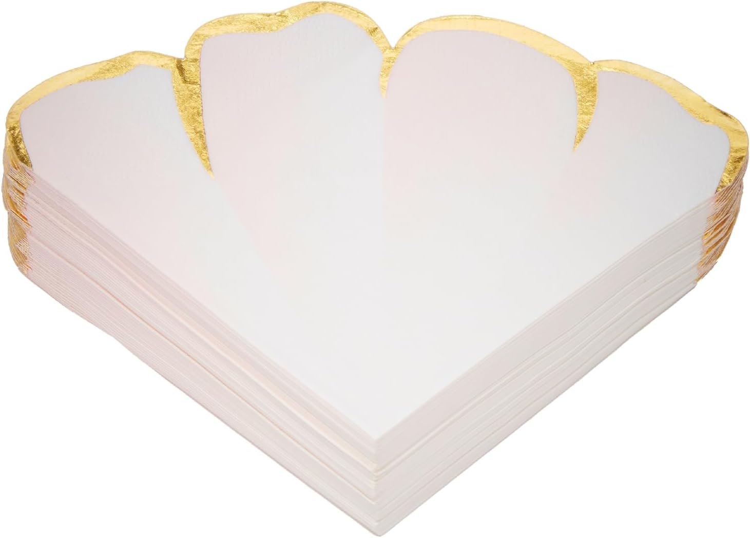 Wedding Floral Paper Napkins Pink & Gold - 50 Count, 6.25 x 6 in, 3-Ply Scalloped Edges - Disposable Party, Paper Dinner, Baby Shower & Passover Napkins - Absorbent & Tear-Resistant