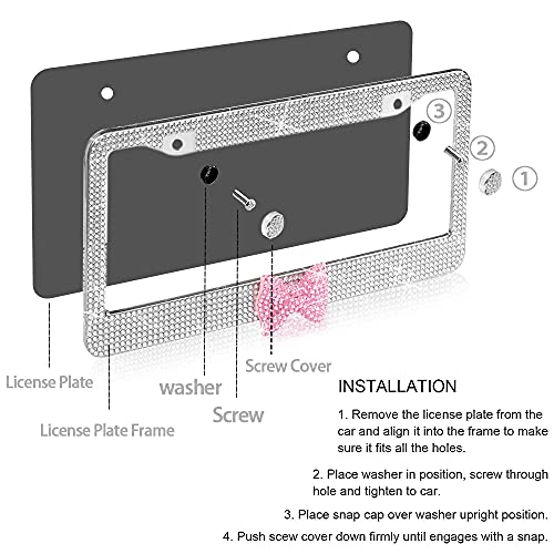 LEIWOOR 2 Pack Bling License Plate Frames for Women Premium Stainless Steel by LEIWOOR - Used condition - Image 4