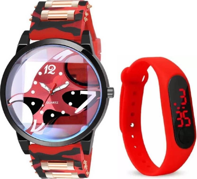 QALIBA Premium Red Silicone Strap Analogue & Digital Watch for - Boys & Girls Attractive Straps (B0CJ2MVD57) Amazon Price History, Amazon Price Tracker