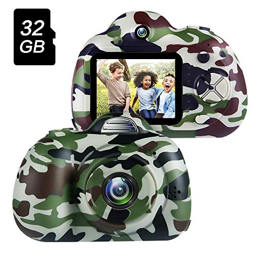 OMWay Kids Camera for Boys,4 5 6 7 Year Old Boy Gifts,Toys for 6 7 Year Old Boys,Best Gifts for Toddlers Camping,Kids Digital Video Camcorders,Camo(32GB SD Card Included).