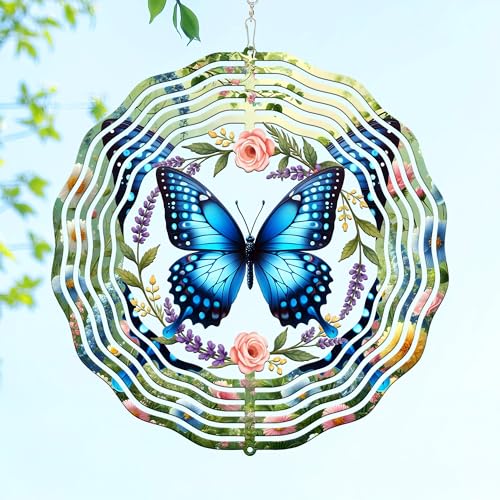 Image of FLAGWIX Butterfly Wind Spinners Outdoor - 3D Stainless Steel Metal Spinner 12 in - Birthday Gifts for Mom, Butterfly Gifts for Women, Yard Decorations Outdoor, Garden Decor