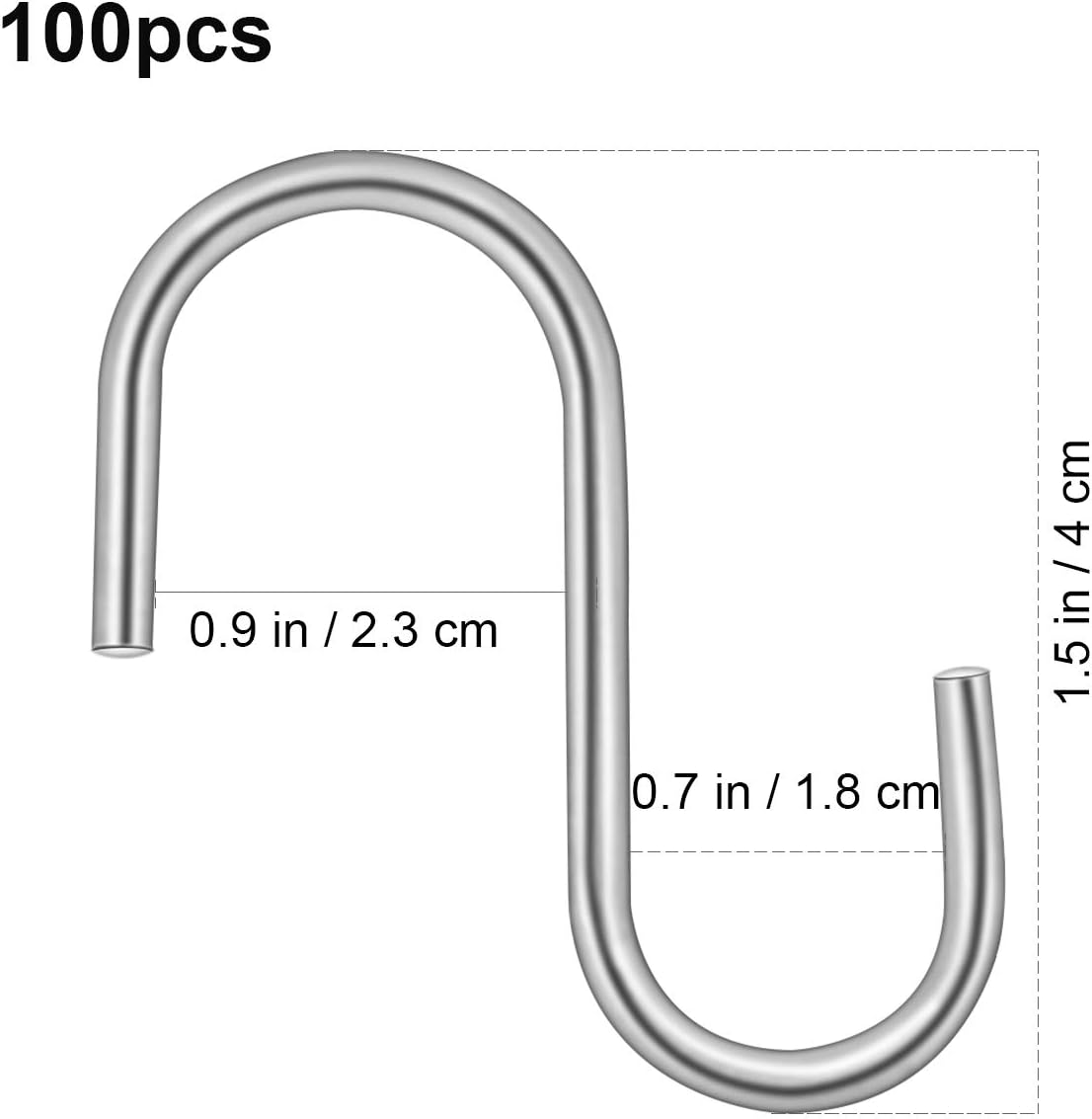 Bestomz 100pcs Heavy Duty Stainless Steel S Shaped Hooks Kitchen Spoon Pan Pot Utensils Clothes Hanger Lock Over Door Wardrobe Clothes Rack Tool - Image 4