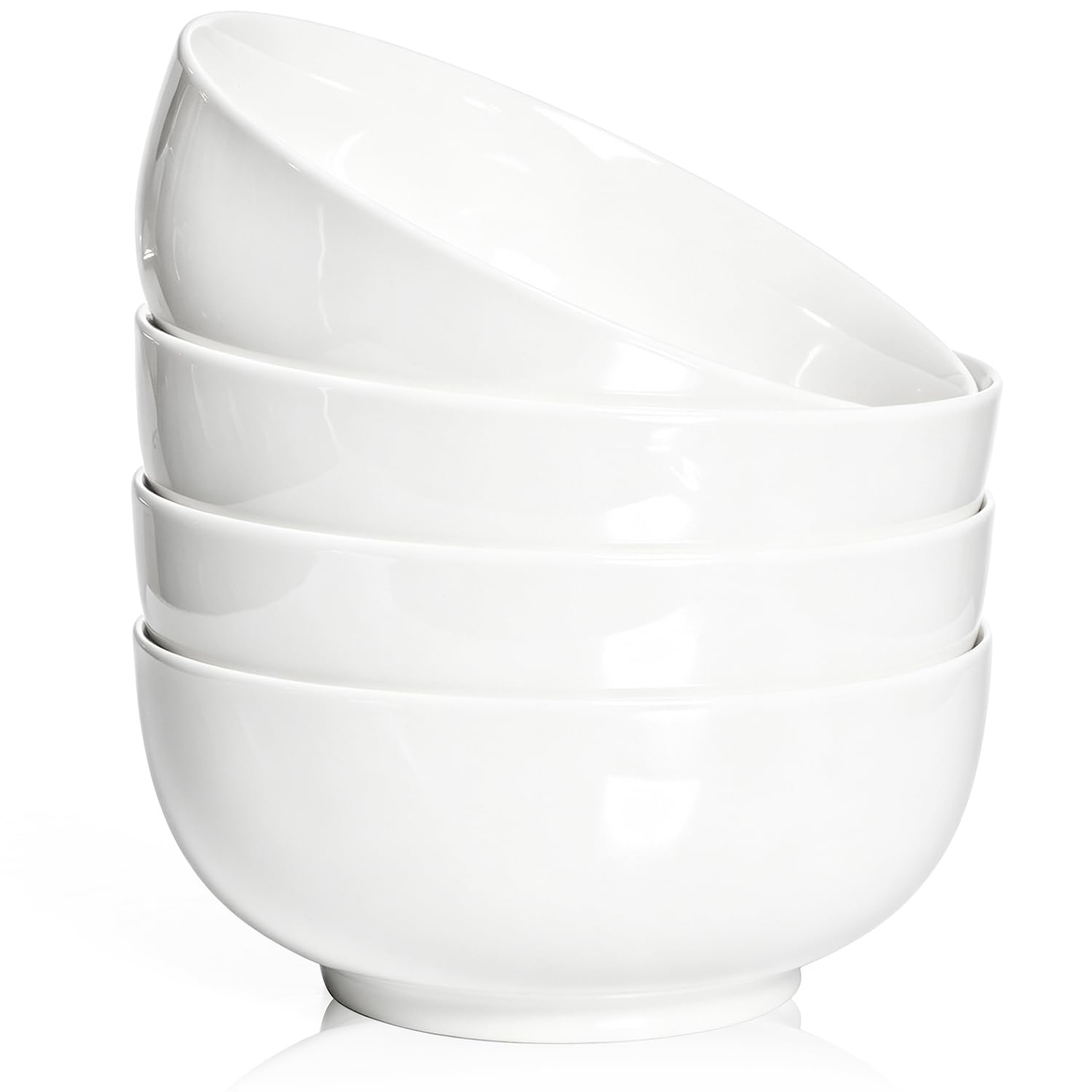 Cereal Bowls,39 OZ Large Soup Bowls: Porcelain Salad Bowls Set of 4- Pho Bowls for Soup,Salad,Pasta,Fruit,White Bowls Set for Dishwasher & Microwave Safe