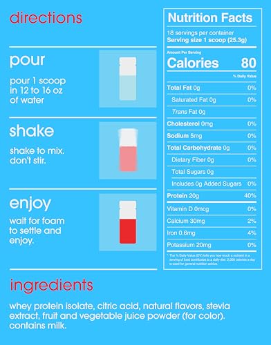 Image of GRAMMS Clear Protein Powder | 20G Whey Isolate | Gluten Sugar Lactose Free | Strawberry Acai | 18 Servings