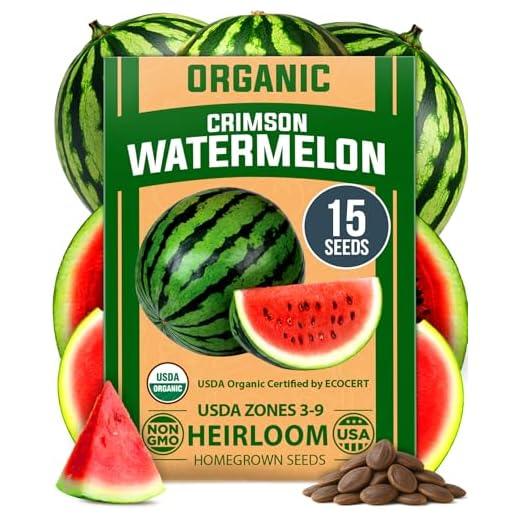 HOME GROWN Watermelon Vegetable Seeds (Crimson Sweet) – 15 Non-GMO, Heirloom Water Melon (7g) for Planting in Home Gardens or Beds Outdoors – Citrullus lanatus