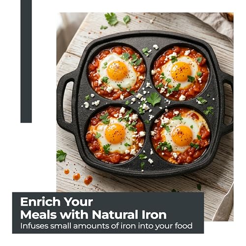 Image of Lifelong Cast Iron Multi Snack Pan with Glass Lid | Pre-Seasoned Naturally Non-Stick Cookware | 4-Pit Snack Pan for Uttapam, Appe, Eggs, Idli, & Pancakes | Durable & Toxin-Free | 3cm Deep, 33cm Wide