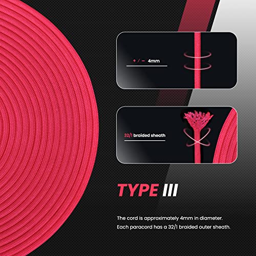Abma Cord Paracord 620 lbs 4mm 9 Strands 100% Nylon 30M - Rose red, Solid-rose Red, 30 Meters - Image 4