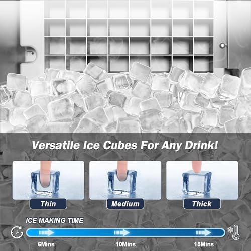 Image of SOZT Under Counter Ice Maker, 120LBS /24H Commercial Ice Machine | Self-Cleaning & 24H Timer, 30LBS Storage - Reversible Door, Built-in /Freestanding Design for Home Bar Cafe Restaurant