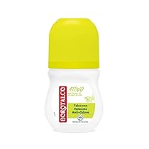 Borotalco, Deodorante Roll On Attivo Giallo, Formula Senza Alcool e con Talco con Molecole Anti-Odore, Efficacia Fresca, 48h di Efficacia, Profumo di Cedro e Lime – 1 Flacone da 50 ml