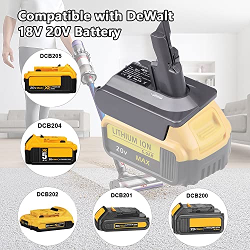 Dw20V7 For Dyson V7 Battery Replacement, Adapter With Trigger Lock, Convert For Dewalt 20V Battery To For Dyson V7 Battery, Fit For Dyson V7 Absolute Animal Fluffy Motorhead Hepa Sv11 Vacuum #TOP5