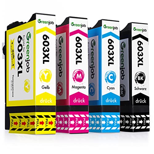 Greenjob Druckerpatronen für epson 603XLKompatibel mit Epson Expression Home XP-2100 XP-2105 XP-3100 XP-3105 XP-4100 XP-4105, WorkforceWF-2810 WF-2830 WF-2835 WF-2850(4 Multipack Pack) Cover
