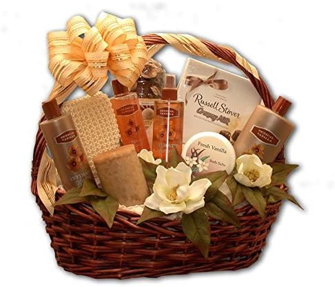Vanilla Bliss Bath Spa Gift Basket - spa baskets for women gift, luxury spa gift baskets for women, spa day gift basket