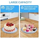Akamino 10 Inch Cake Carrier, Clear Plastic Cake Containers with Collapsible Handle and Lid, Portable Round Cake Box Cake Tin Storage for Pies Cupcake Muffins Party, Aqua Blue - Image 3
