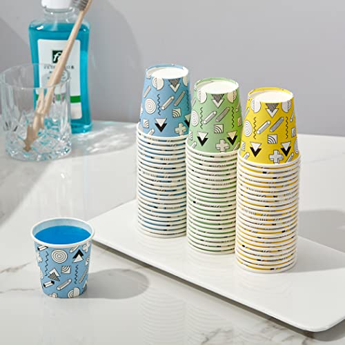 Siuq 300 Pack 3 Oz Paper Cups, Disposable Bathroom Cups, Mini Mouthwash Cups, Small Cups For Holiday Christmas Party, Hot/Cold Beverage Drinking Cup For Gargle Espresso Juice Medicine ( Geometry ) #TOP3