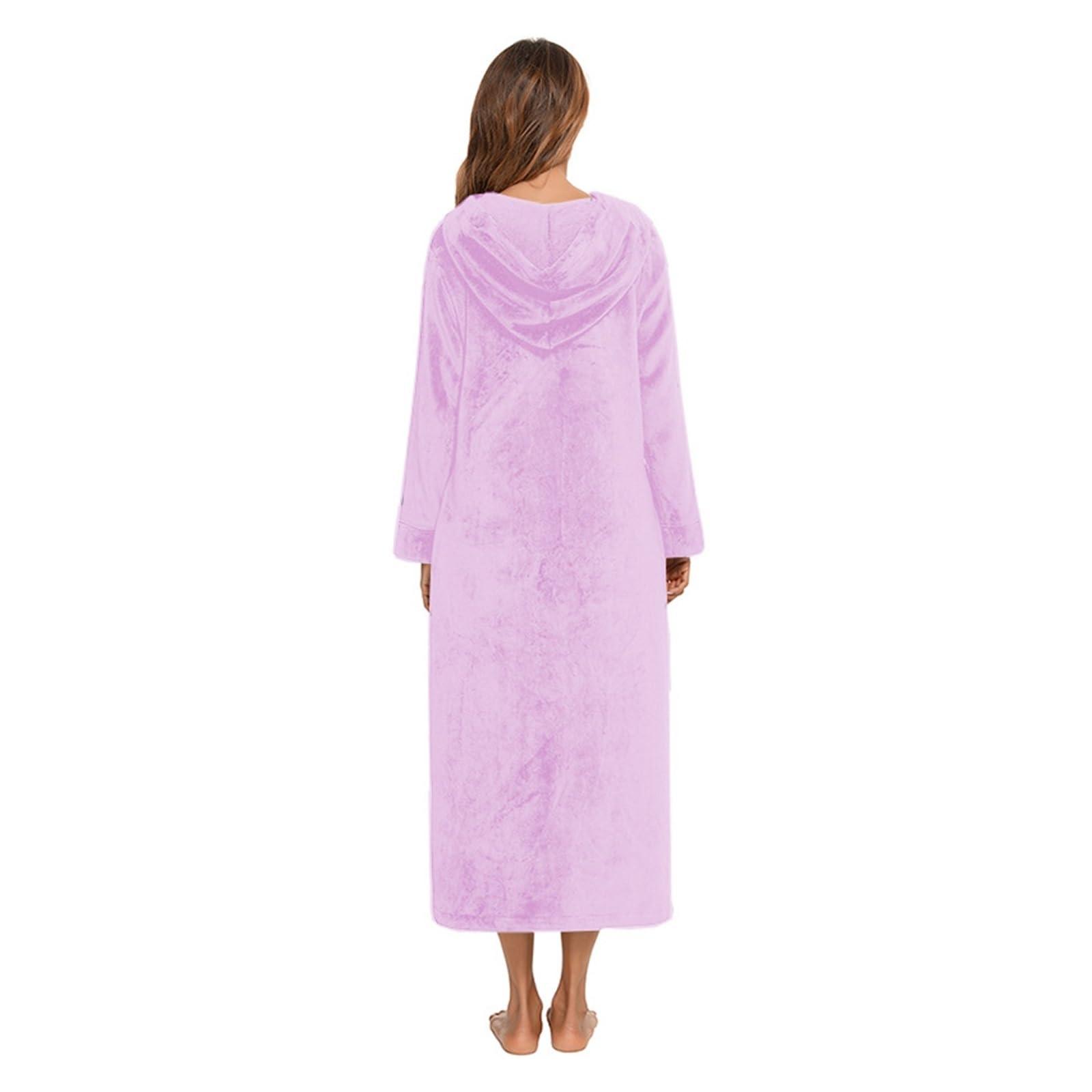 Vestaglia da donna con zip, vestaglia frontale, accappatoio in peluche