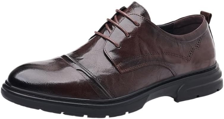 Men's Leather Shoes Formal Shoes Dress Casual Shoes Comfortable Lining Rubber Sole Lace Up Lightweight Soft Breathable Shoes