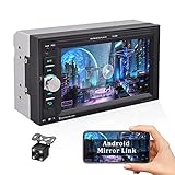 Camecho Car Multimedia Player Double Din Car Stereo with Bluetooth 1080P Full HD 6.2' LCD Touch Screen Car Audio MP5 Player Support TF/USB/FM Radio/Mirror Link, Backup Rear View Camera