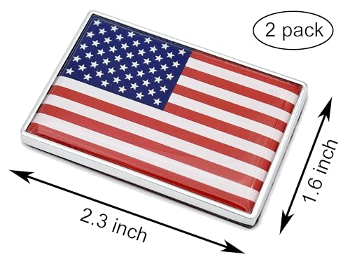 Image of 2 Pcs 3D USA American Flag Metal Car Stickers Chrome Decals,2.3 x 1.6 Inch Metal Truck Stickers,Patriotic Car Motorcycle Emblem.