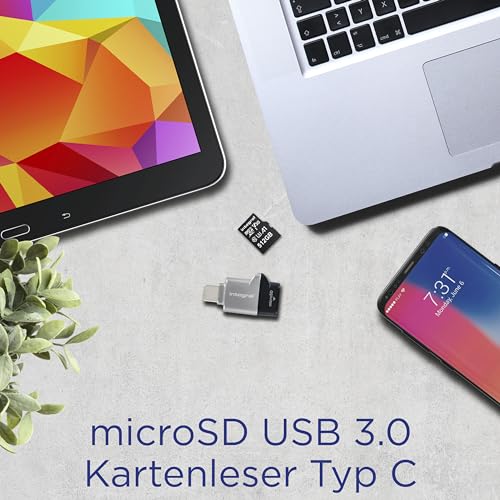 Integral MicroSD USB3.0/USB-C Typ-C OTG Speicherkartenlesegerät Adapter - Super schnelle Übertragungsgeschwindigkeiten, Plug & Play und kompatibel mit microSDXC/microSDHC UHS-I U1 & U3