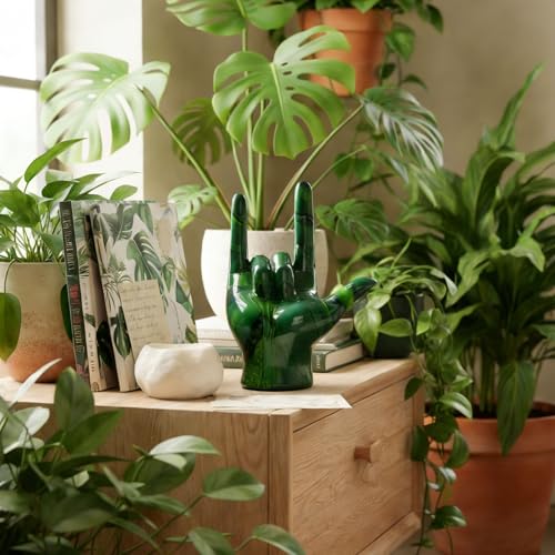 Estatua decorativa de mano I Love You en resina verde miniatura 5