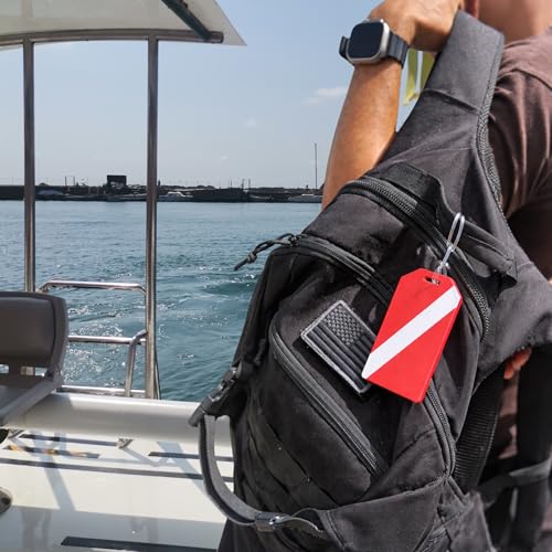 Image of 2 Pack - Scuba Flag Diver Down Luggage Tags - Heavy Duty for Suitcases & Dive Gear Bags - Nautical Travel Bag Tag - Durable TSA Approved with Plastic Loop & Contact Display by Specialist ID