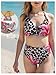 BEAUDRM Girl's 3 Piece Leopard Bikini Set Floral Cheetah Halter Triangle Swimsuit with Beach Cover Up Skirt Brown 10Y