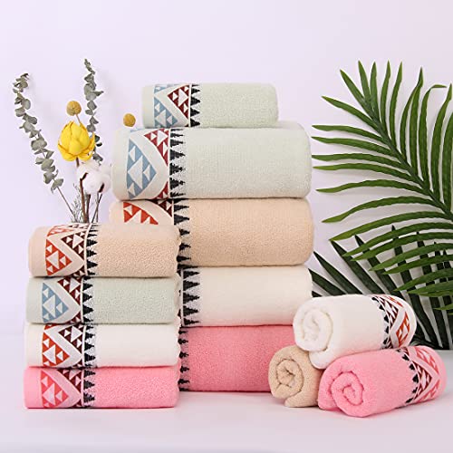 Pidada Hand Towels Set Of 2 Indian Geometric Pattern 100% Cotton Soft Decorative Towel For Bathroom 13.4 X 29.5 Inch (Ivory) #TOP1