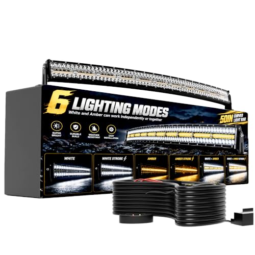 Image of 50Inch 288W Curved LED Light Bar White /Amber Flasing Six Strobe Modes