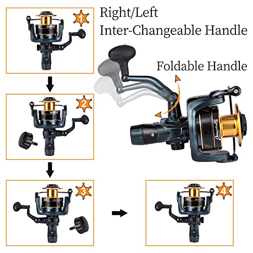 Sougayilang Fishing Reels Carp Fishing Reel 13+1BB Spinning Reels, Smooth, Powerful Fishing Reel, Carp Reel with Spare Spool-KT60 - Image 4
