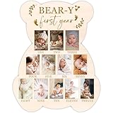 Bear My First Year Photo Board, Bear-Y Baby Milestone Signs for Boys Girls Nursery Decor, 12 Month Pictures for Baby First Year, Picture Board for 2x3 Photos, Best Babies Keepsake Gifts-A27