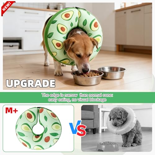 Image of KOOLTAIL Inflatable Dog Cone Collar, Soft Donut E Collar for Dogs After Surgery to Stop Licking Enhanced Alternative, Blow Up Pet Neck Pillow Recovery Adjustable Cone for Dog Cat,Avocado M