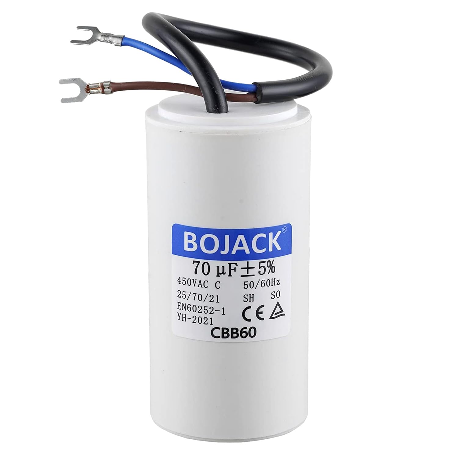 BOJACK 70 uF 450V AC 70 MFD CBB60 Wire Lead Cylinder Motor Run SH