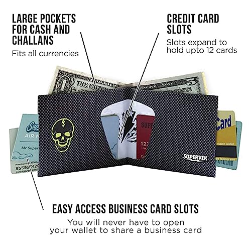 Image of SUPERVEK Memento Mori Stoic Paper Wallet - Vegan Thin Tear & Water-Resistant Slim Wallet for men - Mens Credit Card Holder Small Wallet, Cool Skull Print Bifold Wallets for Men - RFID